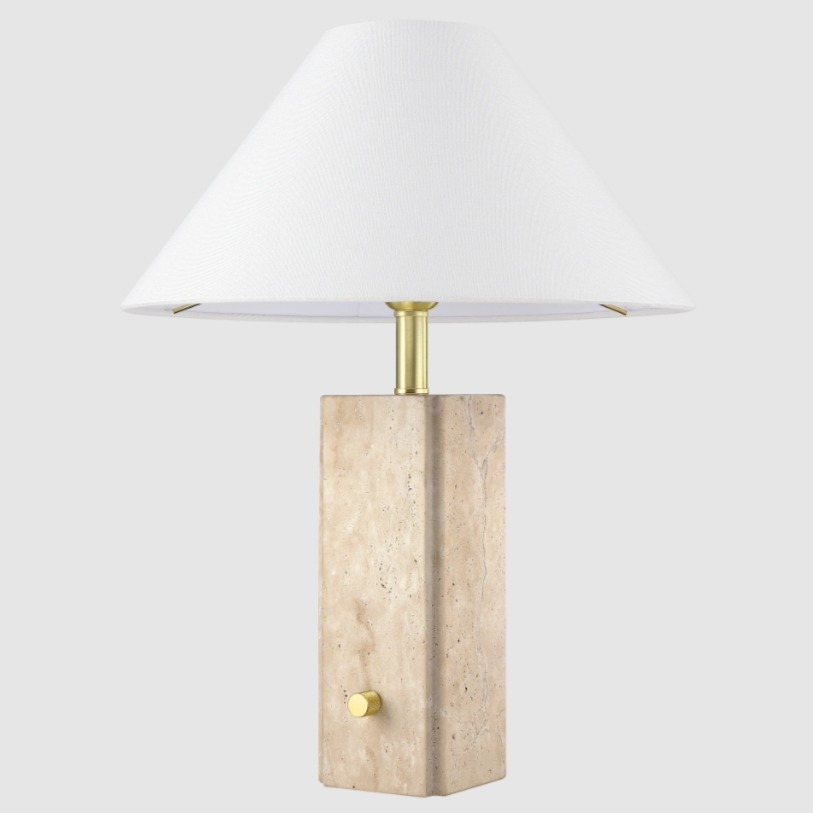 Złota lampa stołowa Orleans ze szlachetną podstawą z kamienia