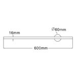 Złoty kinkiet Troy 60 LED do salonu - rysunek techniczny