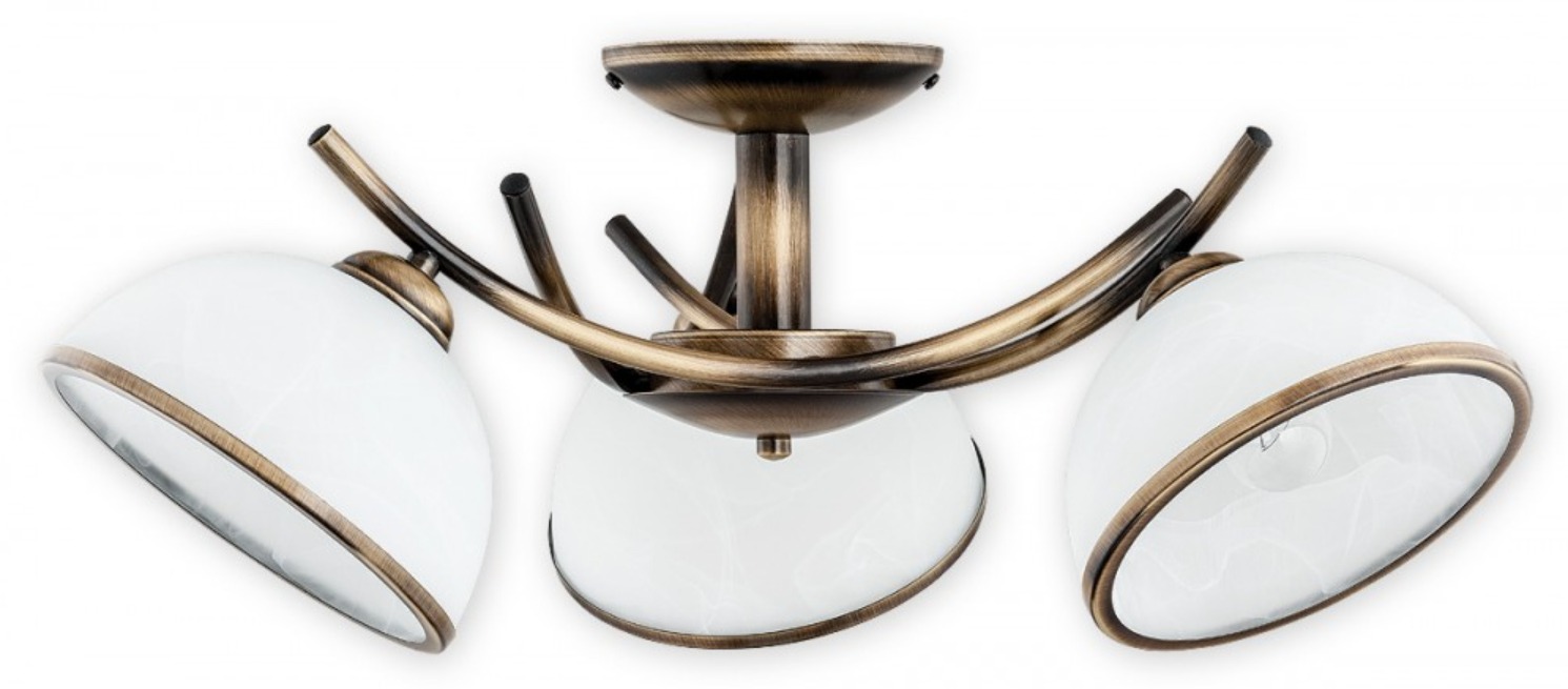 Żyrandol Altea 3 w kolorze patyny - klosz z alabastru