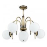 Żyrandol Ape 6 patyna szklane klosze - 6 źródeł światła