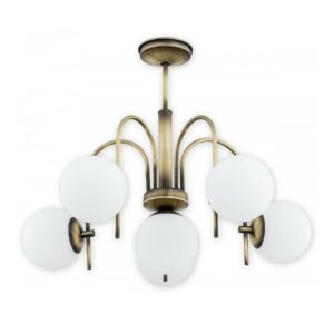 Żyrandol Ape 6 patyna szklane klosze - 6 źródeł światła