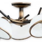 Żyrandol sufitowy Altea 5 – klasyczna patyna i biały klosz