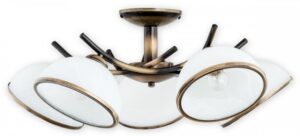 Żyrandol sufitowy Altea 5 – klasyczna patyna i biały klosz