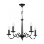 Żyrandol świecznikowy Asti 5 do salonu - czarny mat