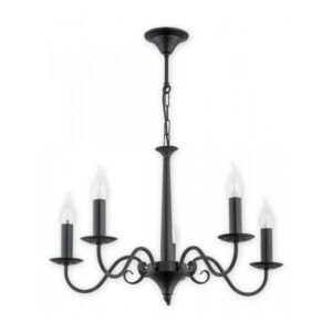 Żyrandol świecznikowy Asti 5 do salonu - czarny mat