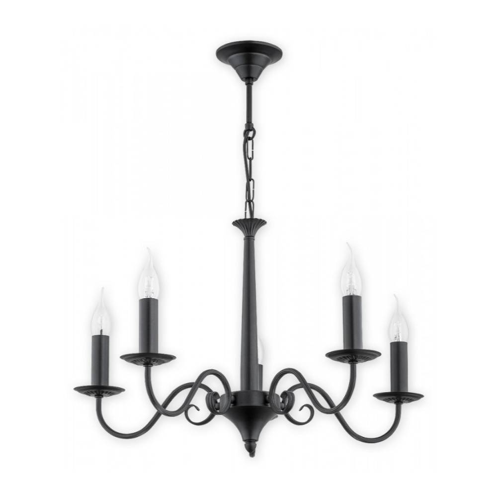 Żyrandol świecznikowy Asti 5 do salonu - czarny mat