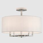Elegancki srebrny duży plafon Lille - biały klosz