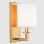 Kinkiet Lille w kolorze mosiądzu z białym abażurem