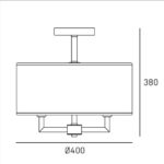 Rysunek techniczny plafonu Lilly szerokości 40 cm.