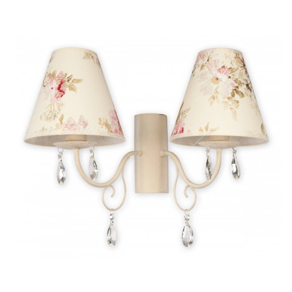 2-punktowy kinkiet ścienny Velio Abażur - wzór kwiatowy