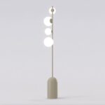 Beżowa lampa podłogowa Etno - 4 białe kule