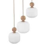 Beżowa lampa wisząca Ballo 3 ryflowane klosze - nad stół do kuchni