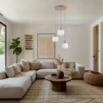 Beżowa lampa wisząca Ballo 3 ryflowane klosze - nad stół do jadalni