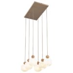 Beżowa lampa wisząca Ballo 6 TK Lighting - 6 szklanych ryflowanych kloszy
