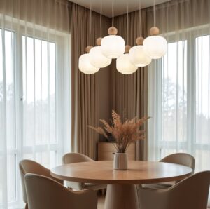 Beżowa lampa wisząca Ballo 6 TK Lighting - nad okrągły stół