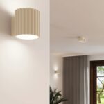 Beżowa podwójna lampa sufitowa Aura 2 - ryflowana tuba