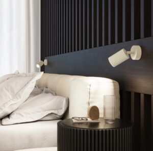 Beżowy kinkiet Karbon na ścianę z włącznikiem - regulowany klosz