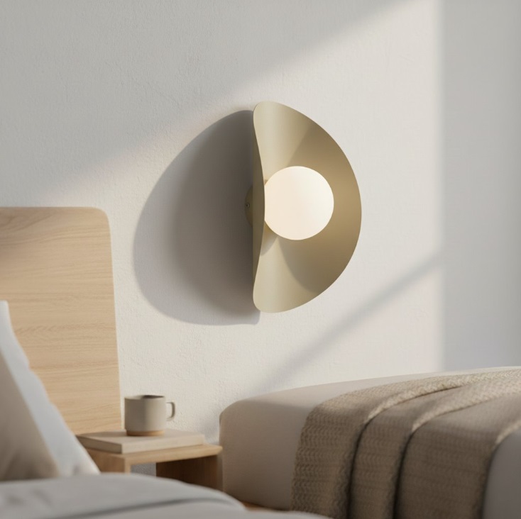 Beżowy kinkiet do salonu Fiero - nowoczesny