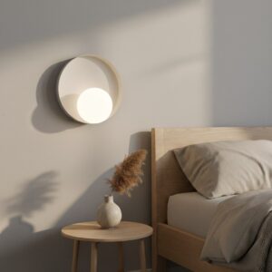 Beżowy kinkiet nowoczesny nad stolik Kido - szklana kula