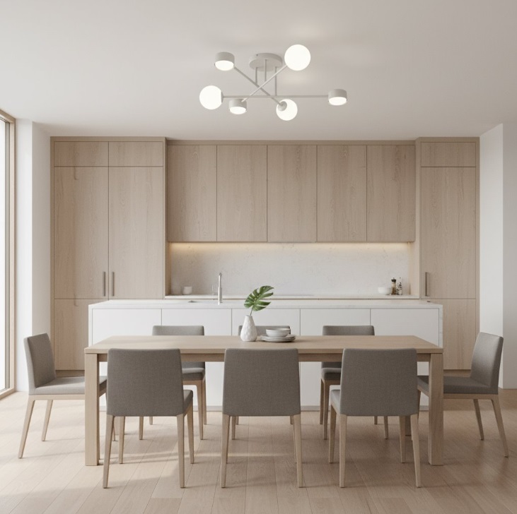 Biała lampa sufitowa do niskiego salonu Holon 6