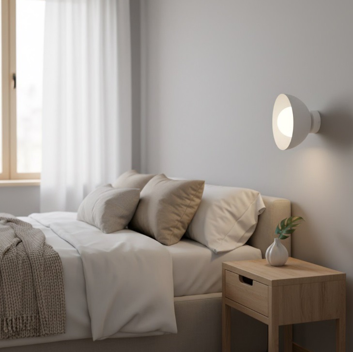 Biały plafon kinkietowy do sypialni Bibi - kopuła