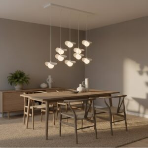 Biały żyrandol wiszący do salonu Ritual 9 - designerskie kule