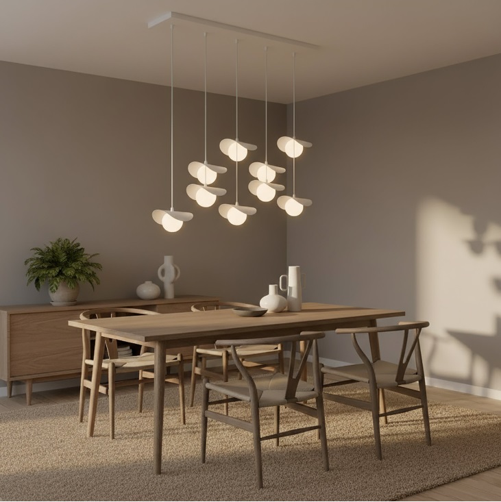 Biały żyrandol wiszący do salonu Ritual 9 - designerskie kule