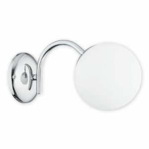 Chromowany kinkiet ścienny Nol z białą kulą - do salonu