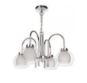 Chromowany żyrandol klasyczny Dexy 4 - szklane klosze