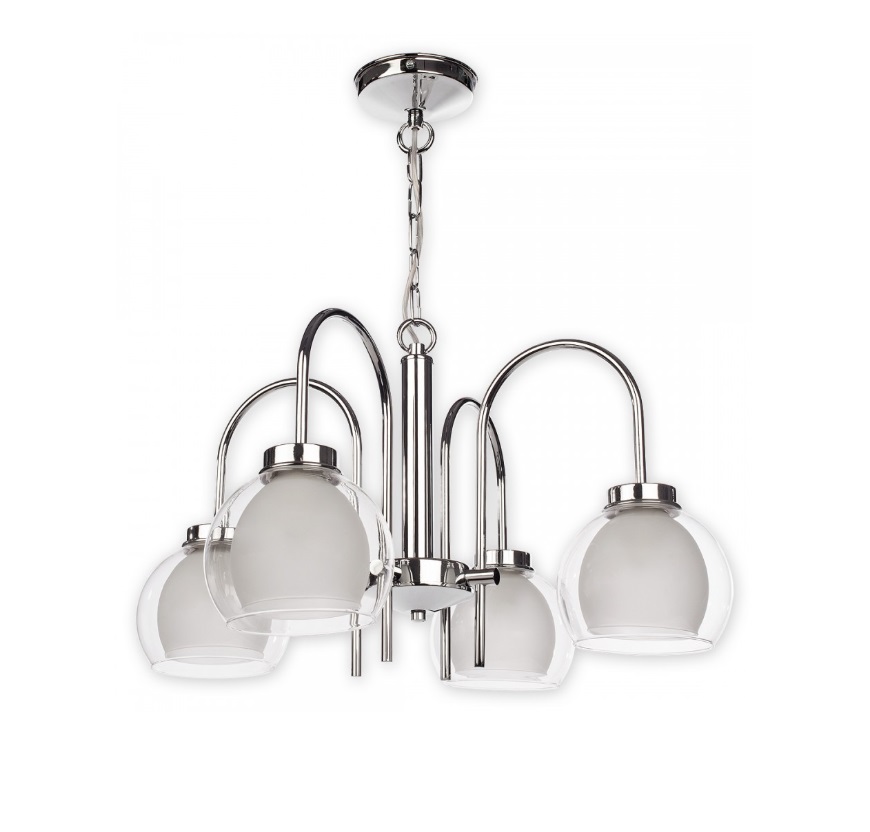 Chromowany żyrandol klasyczny Dexy 4 - szklane klosze