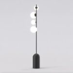 Czarna lampa stojąca Etno - szklane kule