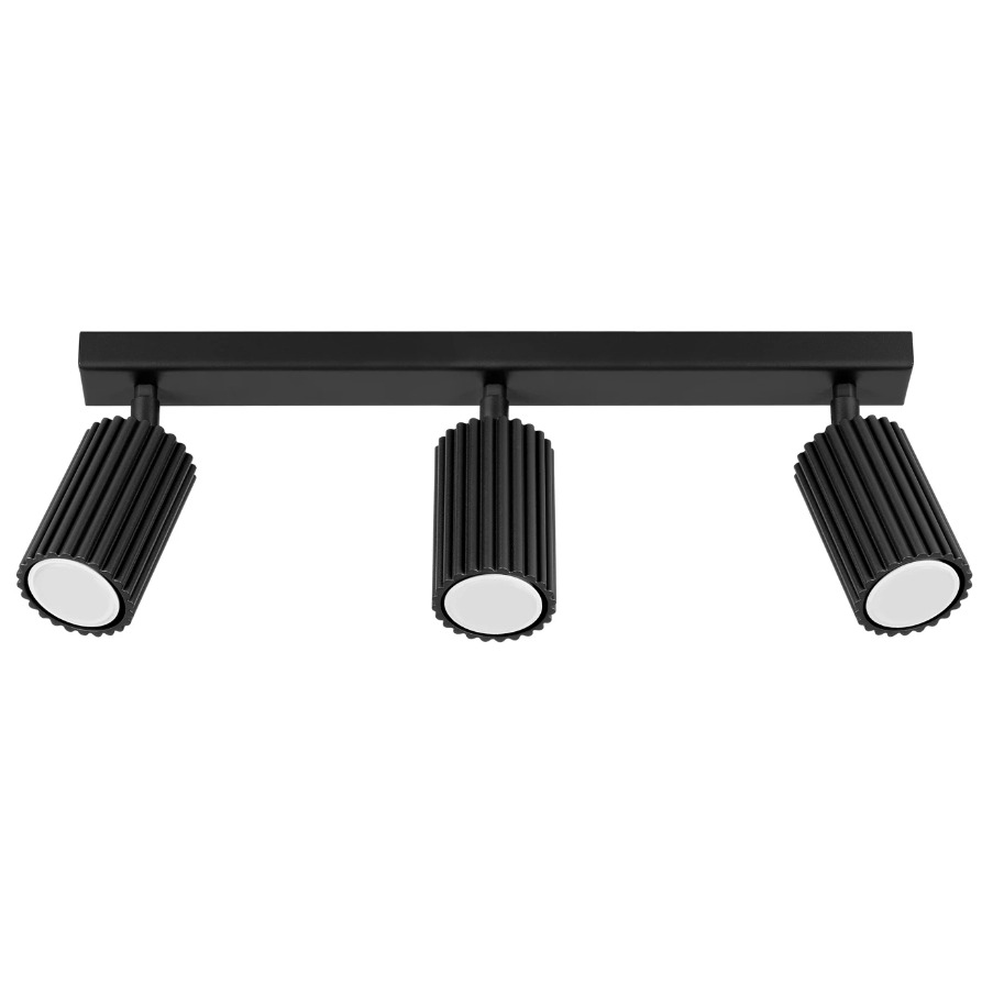 Czarna lampa sufitowa Karbon 3L - loft