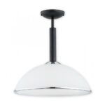 Czarna lampa sufitowa Lava - biały szklany klosz