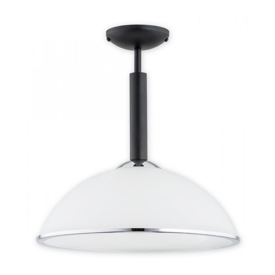 Czarna lampa sufitowa Lava - biały szklany klosz