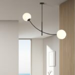 Czarna lampa sufitowa do kuchni Hunter 2 - szklane kule na łuku