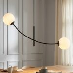 Czarna lampa sufitowa na łuku do jadalni Hunter 2 - szklane kule nad stół