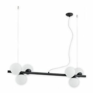 Czarna lampa wisząca Osso 6 - białe szklane kule