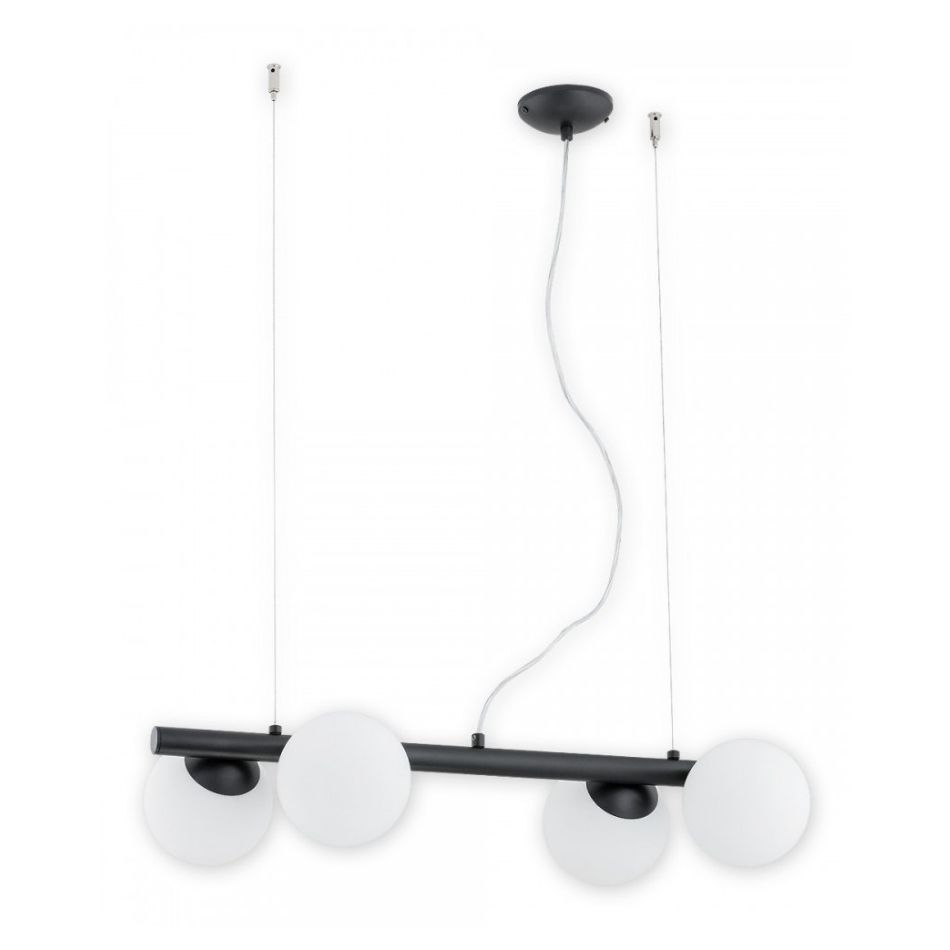 Czarna lampa wisząca Osso 4 podłużna - szklane kule