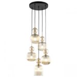 Czarna lampa wisząca Sophia - 5 szklanych kloszy