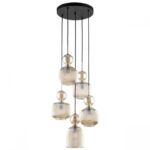 Czarna lampa wisząca Sophia 5 szklanych kloszy - do jadalni