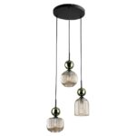 Lampa wisząca Sophia Cognac Green 3 - efekt art déco z barwionym szkłem