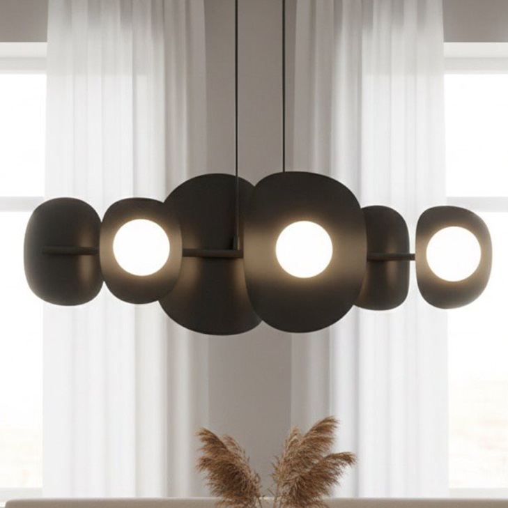 Czarna lampa wisząca nad stół Elementi 6 - podłużna