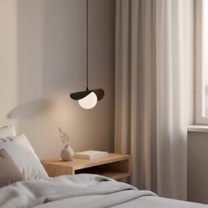 Czarna lampa wisząca nad stół i wyspę Ritual - szklana kula