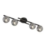 Czarna podłużna lampa sufitowa Kairo 4 - szare kule