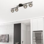 Czarna podłużna lampa sufitowa do kuchni Kairo 4 - dymione kule