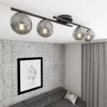 Czarna podłużna lampa sufitowa do pokoju Kairo 4 - grafitowe kule