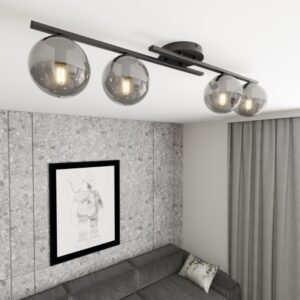 Czarna podłużna lampa sufitowa Kairo 4 - grafitowe kule