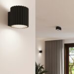 Czarna podwójna tuba Aura 2 GX53 ryflowana - oświetlenie salonu