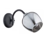 Czarny kinkiet Katla - srebrne dymione szkło