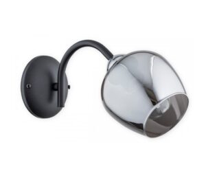 Czarny kinkiet Katla - srebrne dymione szkło